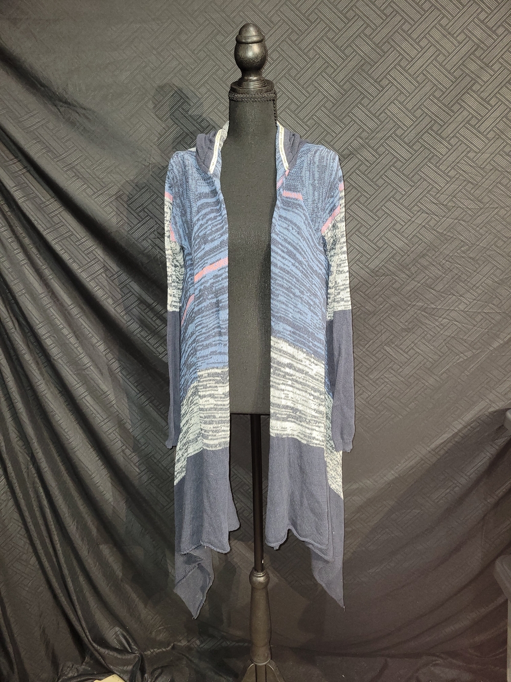 Roxy Womens Cardigan Sweater XL Coastal Beachy Boho Airy Hooded Open Front Layer